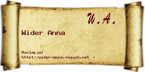 Wider Anna névjegykártya